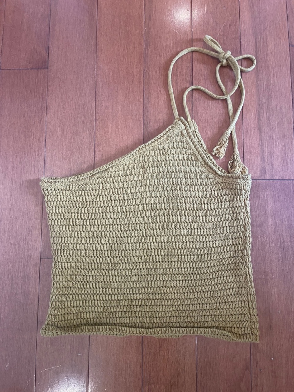 Mango One-Shoulder Crochet Top